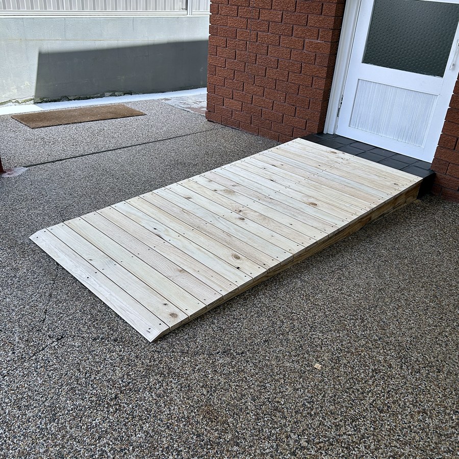 Timber threshold ramp at a doorway